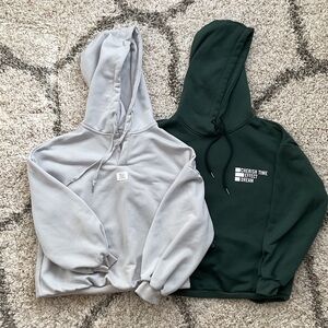 Gray and Green Hoodies